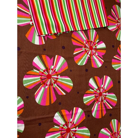 Floral & Striped Cotton Fabric Bundle - 3/4 yards Flower Pattern & 1/4 yards Str - Picture 1 of 6
